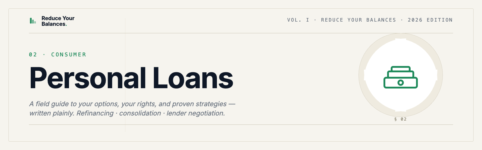 Loan agreement, calculator, and financial documents for personal loan consolidation and payoff planning
